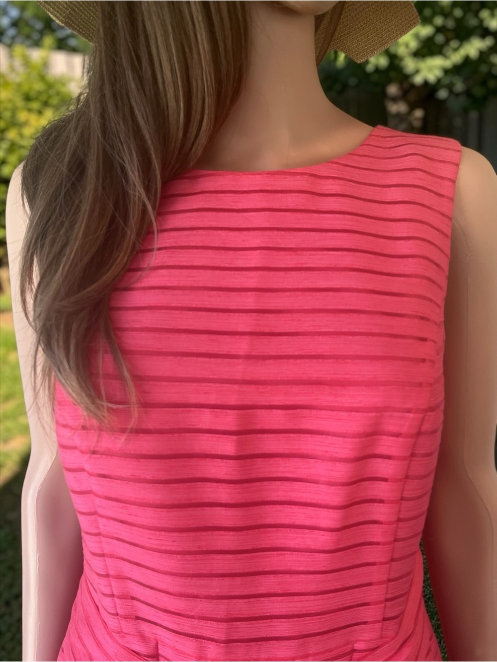 Tommy Hilfiger Pink Coral Fit & Flare Dress Size 6 Belted Lined - Picture 2 of 10